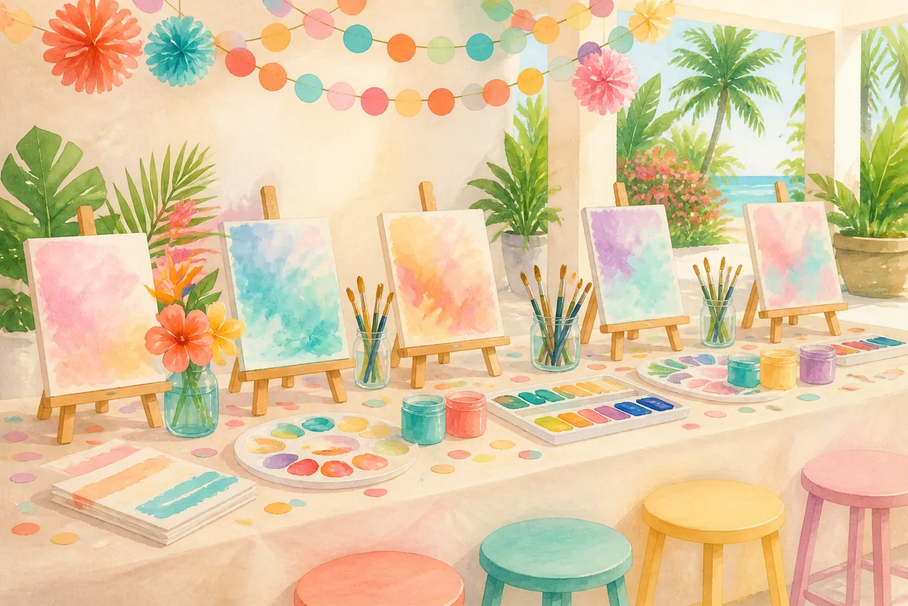 Colorful illustration of a creative children’s celebration